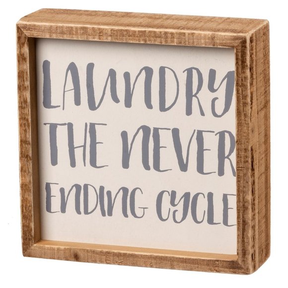 Primitives by Kathy Other - 📌5/$15📌 Wooden Box Sign Laundry Cycle 6"x 6"